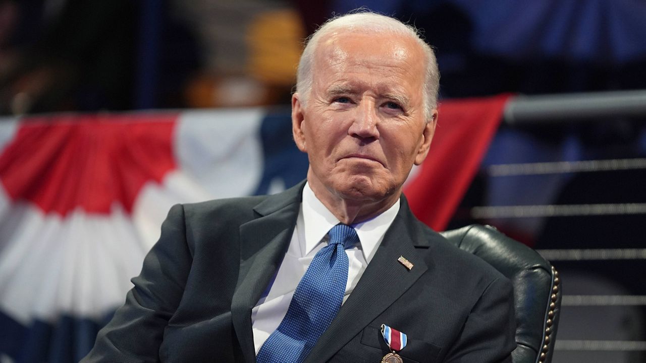 President Joe Biden attends the Department of Defense Commander in Chief farewell ceremony at Joint Base Myer-Henderson Hall, Jan. 16, 2025, in Arlington, Va. (AP Photo/Evan Vucci, File)