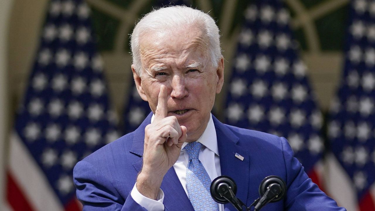 President Joe Biden gestures as he speaks about gun violence prevention in the Rose Garden at the White House on Thursday. (AP Photo/Andrew Harnik)