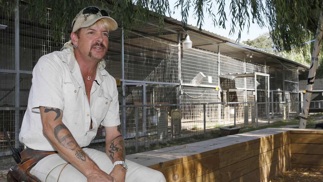 FILE - In this Aug. 28, 2013, file photo, Joseph Maldonado answers a question during an interview at the zoo he runs in Wynnewood, Okla. (AP Photo/Sue Ogrocki, File)