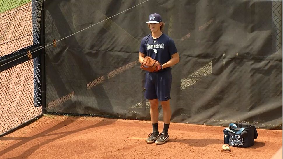 Joe Ryan throwing a bullpen session in Port Charlotte