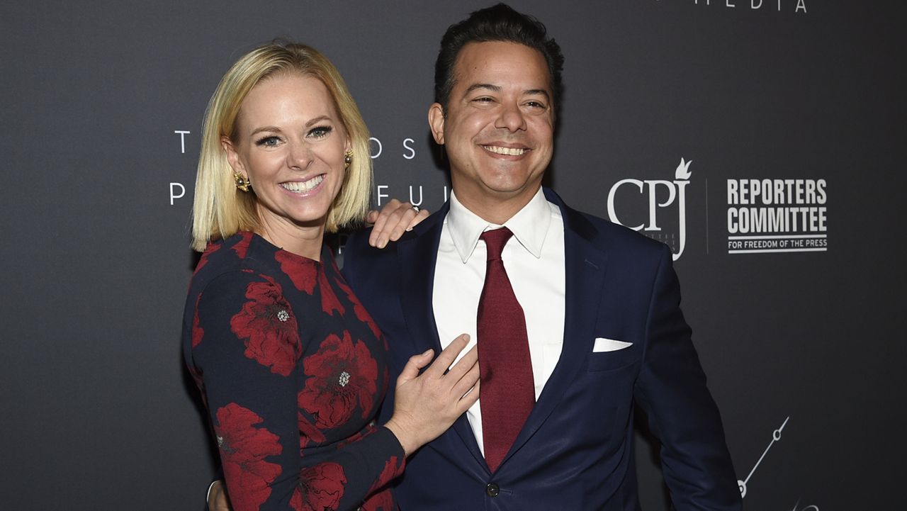 John Avlon poses with his wife, Margaret Hoover, at The Hollywood Reporter's annual Most Powerful People in Media cocktail reception at The Pool on Thursday, April 11, 2019, in New York. (Photo by Evan Agostini/Invision/AP)