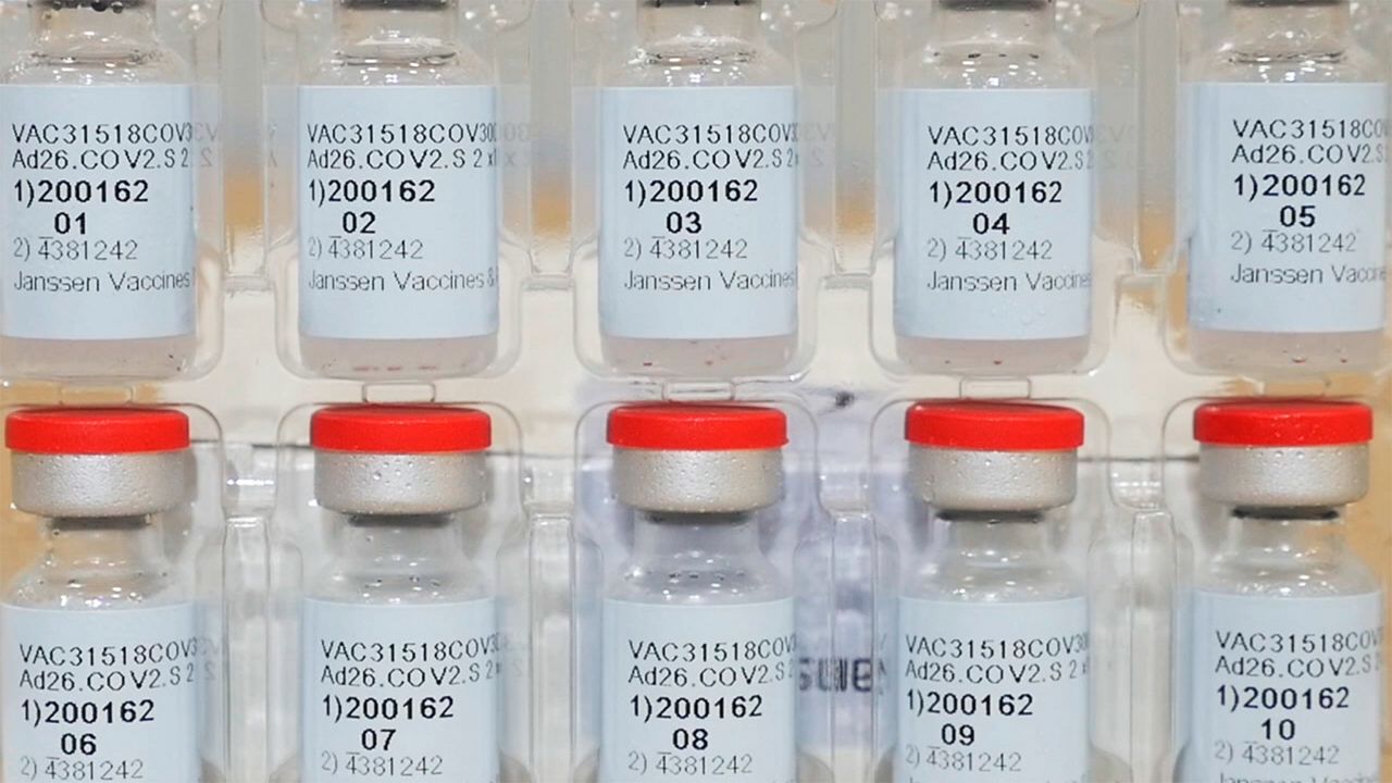 This Dec. 2, 2020, photo provided by Johnson & Johnson shows vials of the Janssen COVID-19 vaccine in the United States. (Johnson & Johnson via AP)