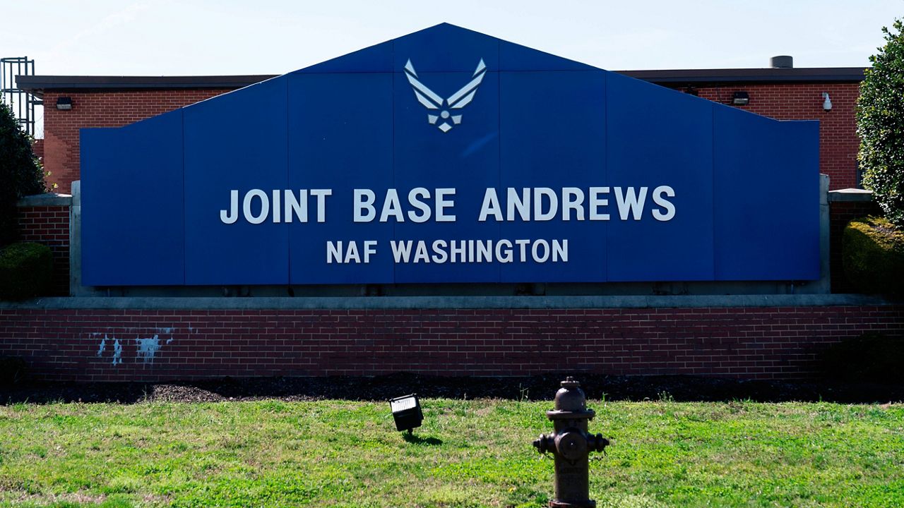 A sign at Joint Base Andrews in Maryland (AP Photo/Alex Brandon, File)