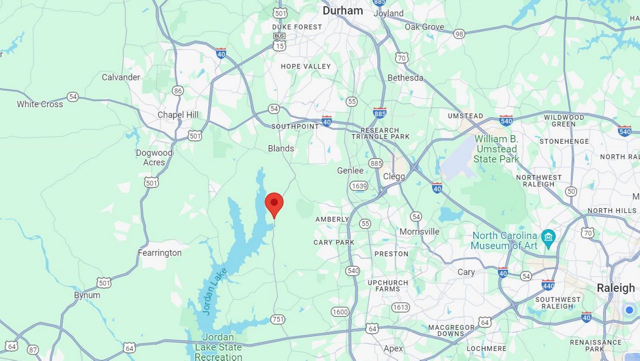 First responders were sent to the 6700 block of N.C. 751 at about 11:40 p.m. Saturday after a man disappeared in Lake Jordan, the Chatham County Sheriff's Office said. (Google Maps)