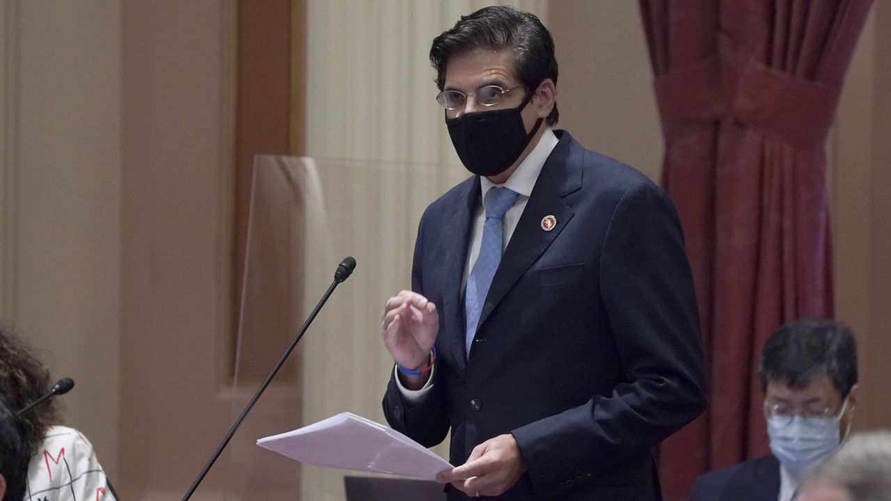 Democratic state Sen. Josh Becker, addresses the state Senate in Sacramento, Calif. on July 15, 2021. (AP Photo/Rich Pedroncelli)