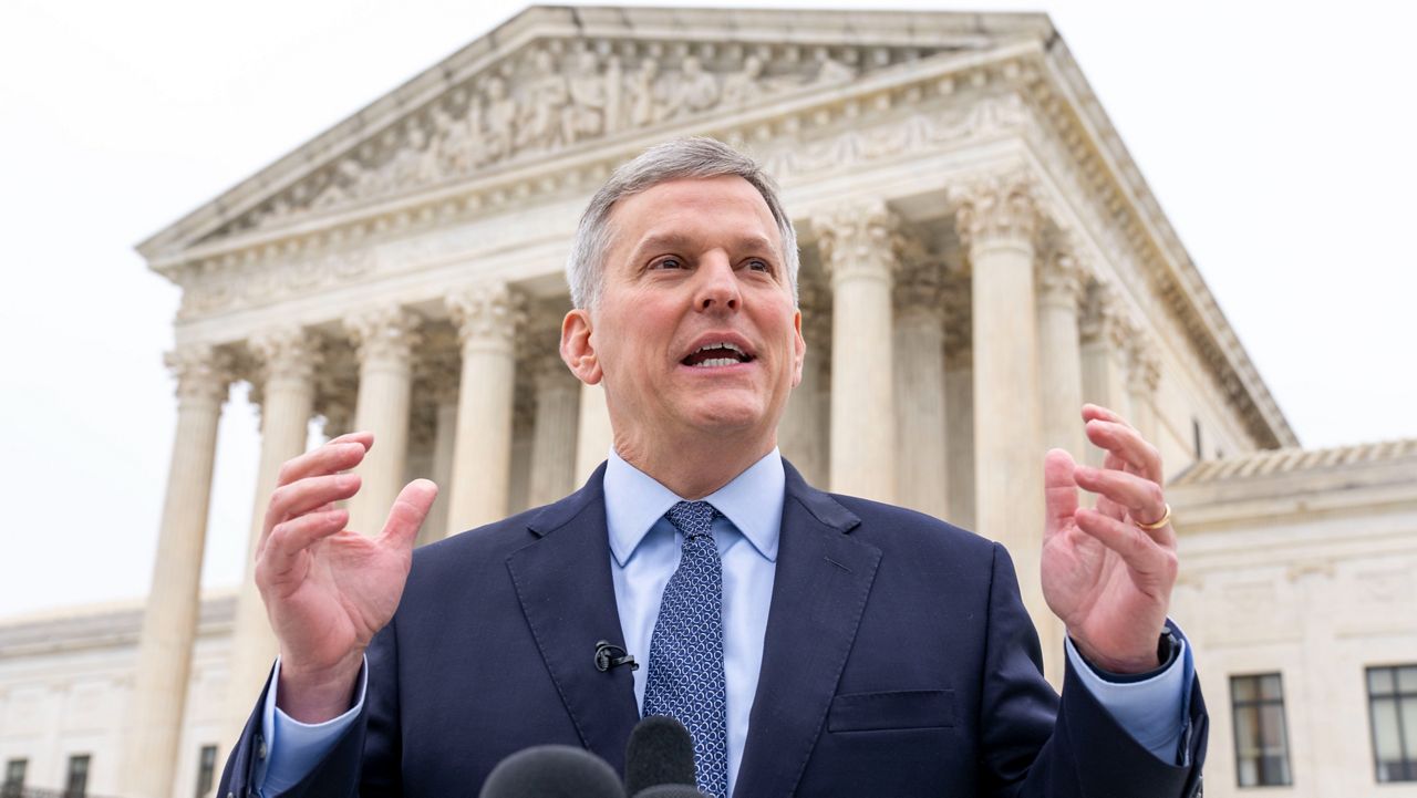 North Carolina Attorney General Josh Stein speaks in front of the Supreme Court in Washington, on Dec. 7, 2022. (AP Photo/Andrew Harnik, File)