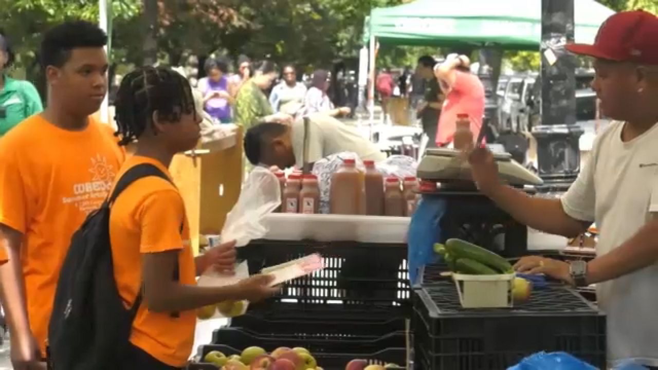 Frutas y verduras frescas en los mercados de agricultores: te