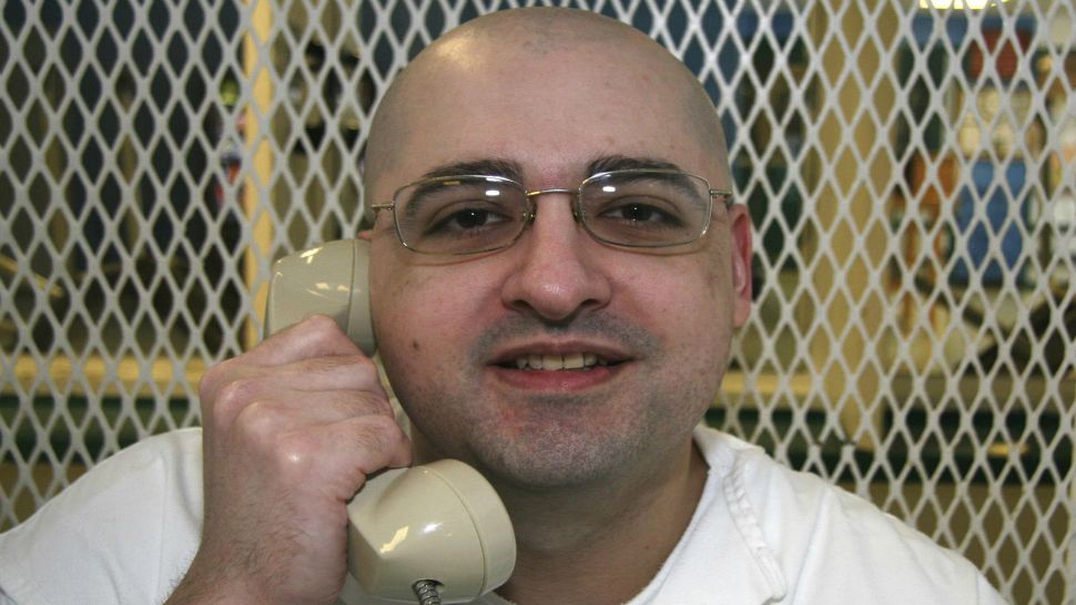This May 9, 2018 photo shows Juan Edward Castillo at the Texas Department of Criminal Justice Polunsky Unit near Livingston, Texas. Castillo who is convicted of killing Tommy Garcia Jr. is set for execution Wednesday, May 16, 2018, for the slaying more than 14 years ago. He'd be the sixth inmate put to death this year in Texas, more than any other state. (AP Photo/Mike Graczyk)