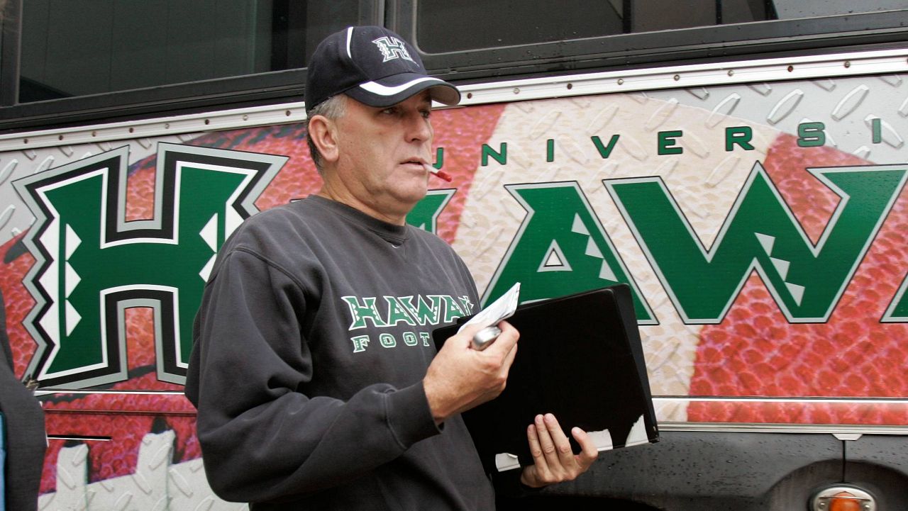 June Jones, seen Dec. 30, 2007, as Hawaii head coach before facing Georgia in the Allstate Sugar Bowl. Jones came under fire by UH on Saturday for his past actions as coach and during this week's hiring search process for the next UH coach. 