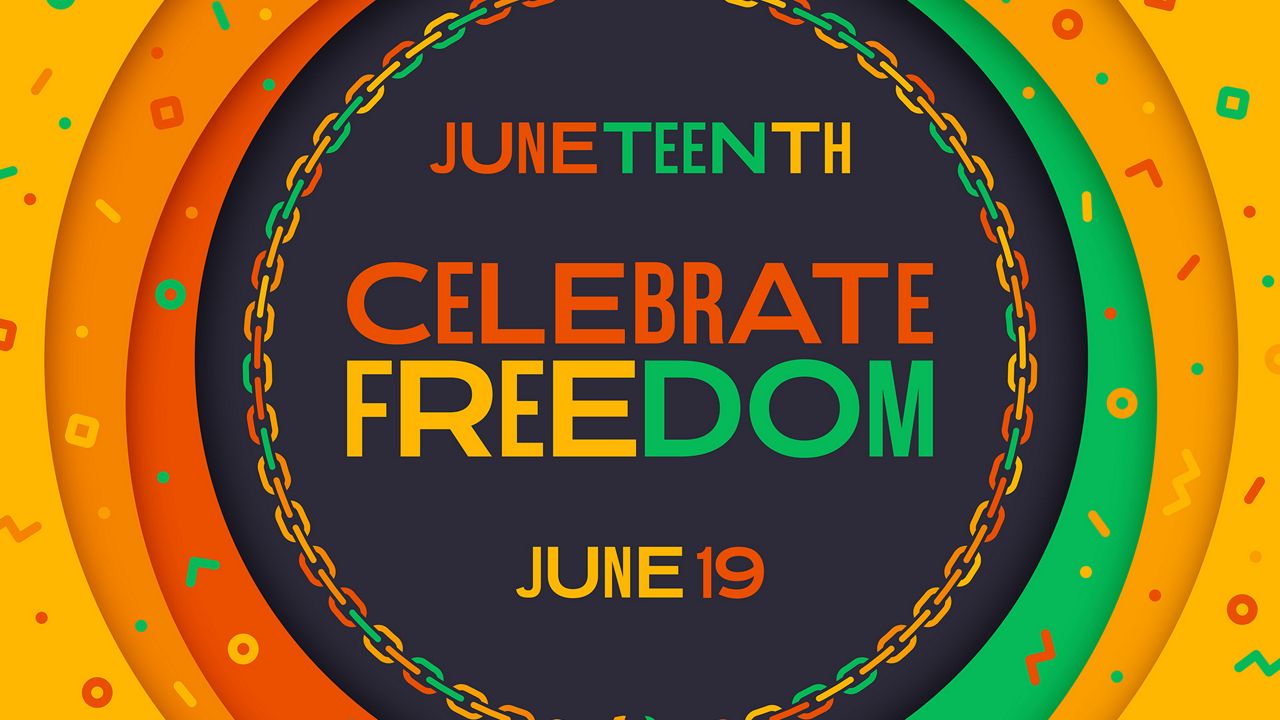 Juneteenth modern circle frame celebration holiday background frame. In celebration of Juneteenth, there are several events happening this weekend in the St. Louis area.