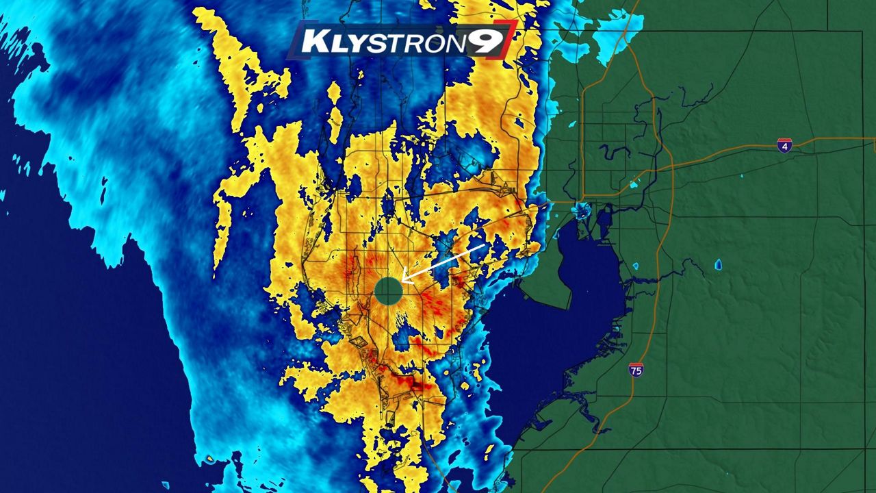 An example of the blank area seen at the center of the radar.