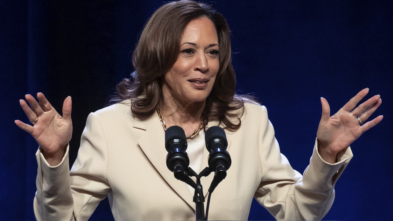 Vice President Kamala Harris speaks during the Unite Here convention on Friday, June 21, 2024, in New York. (AP Photo/Yuki Iwamura)