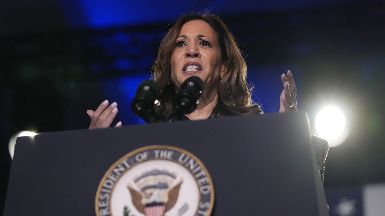 Vice President Kamala Harris speaks during a campaign event on Friday, Sept. 20, 2024, in Atlanta. (AP Photo/Brynn Anderson)