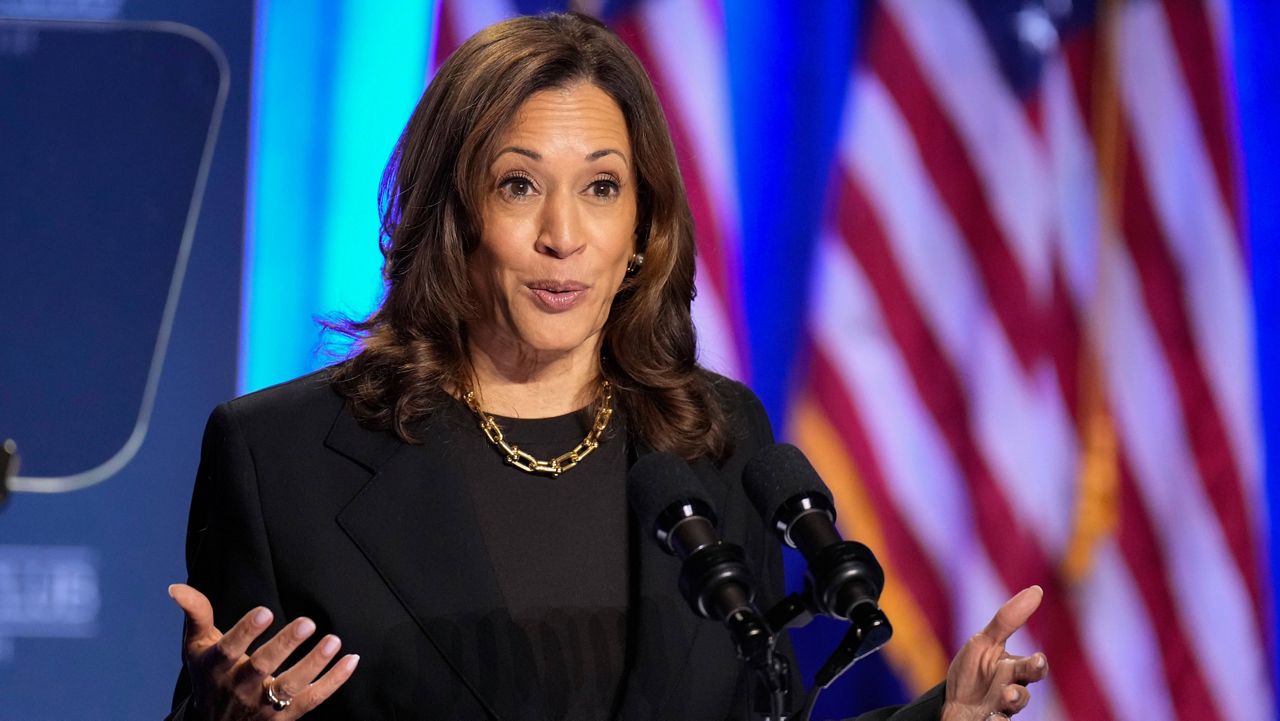 Democratic presidential nominee Vice President Kamala Harris speaks at a campaign event at Carnegie Mellon University, Wednesday, Sept. 25, 2024, in Pittsburgh. (AP Photo/Jacquelyn Martin)