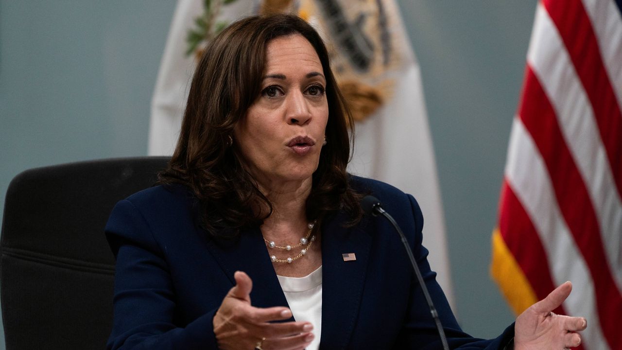Vice President Kamala Harris speaks Monday during a roundtable discussion with faith leaders in Los Angeles. (AP Photo/Jae C. Hong)