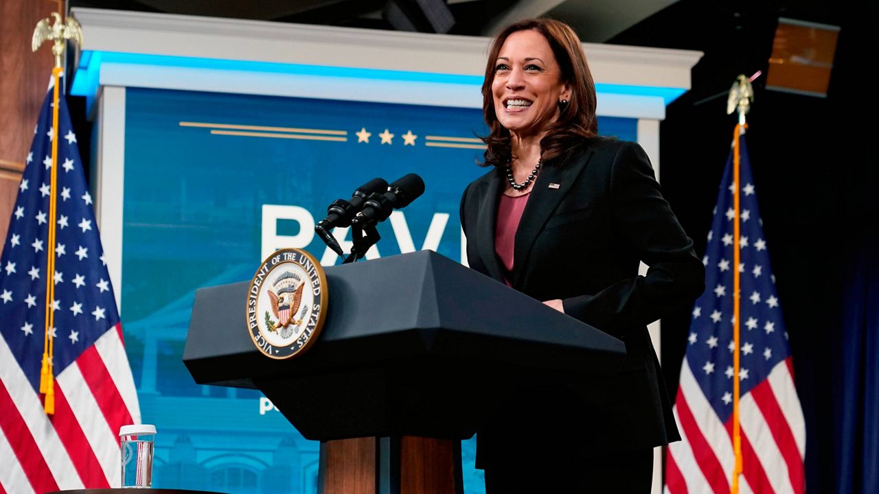 Vice President Kamala Harris speaks Wednesday during an event to announce plans to address racial and ethnic bias in home valuations in the South Court Auditorium on the White House campus. (AP Photo/Patrick Semansky)
