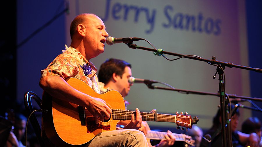 Award-winning Hawaiian musician, singer and songwriter Jerry Santos will be part of a panel discussion in the afternoon, "Music of the Hawaiian Renaissance," and will also perform at the benefit concert at Paliku Theatre in the evening. (Photo courtesy of Windward Community College)