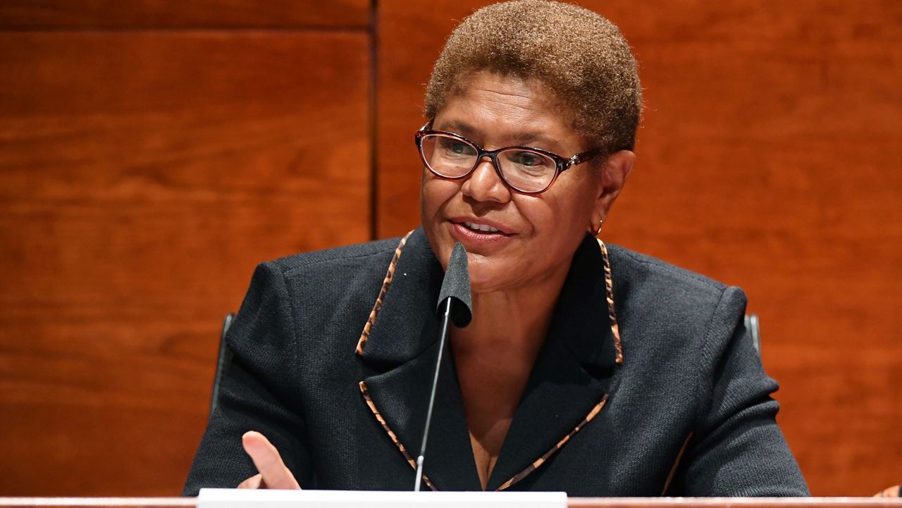 In this June 17, 2020, file photo, Rep. Karen Bass, D-Calif., speaks during a House Judiciary Committee meeting on Capitol Hill in Washington. (Kevin Dietsch/Pool Photo via AP, File)