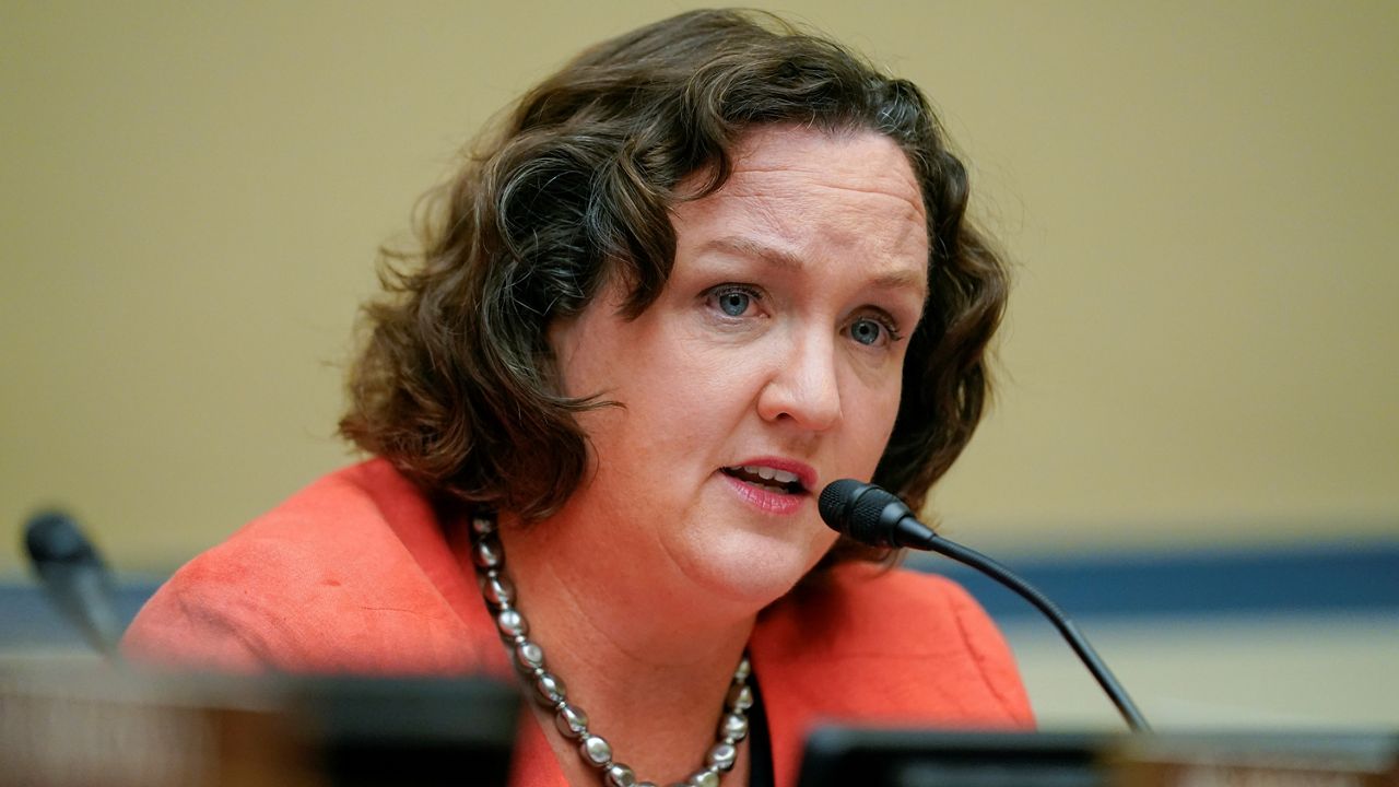 U.S. Rep. Katie Porter, D-Calif., speaks during a House Committee on Oversight and Reform hearing on gun violence on Capitol Hill in Washington, June 8, 2022. Porter is seeking reelection to California's 47th Congressional seat in the Nov. 8, 2022, election. (AP Photo/Andrew Harnik, Pool, File)