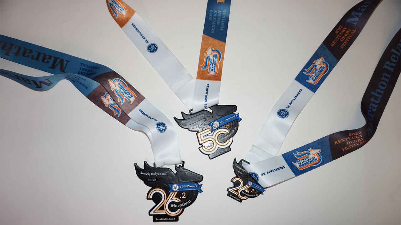 The Kentucky Derby Festival marathon, miniMarathon and marathon relay medals. (Kentucky Derby Festival)