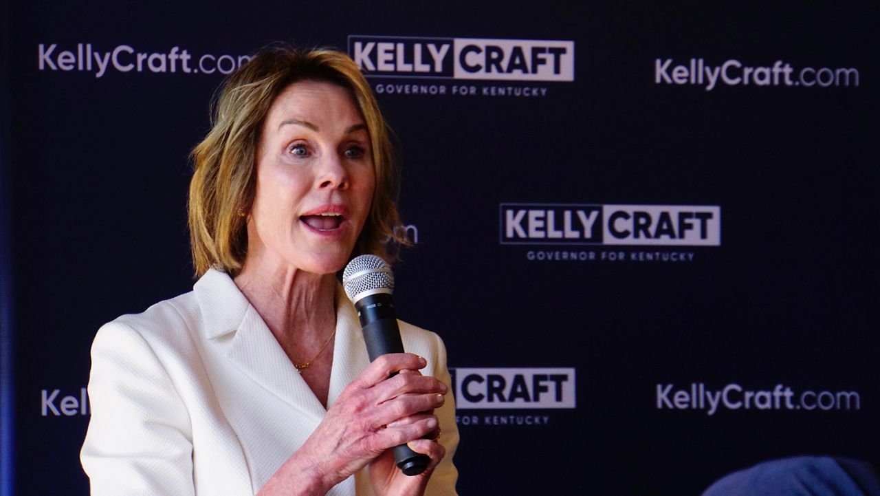 Republican gubernatorial candidate Kelly Craft speaks at a campaign rally in Elizabethtown (Spectrum News 1/Mason Brighton)                          