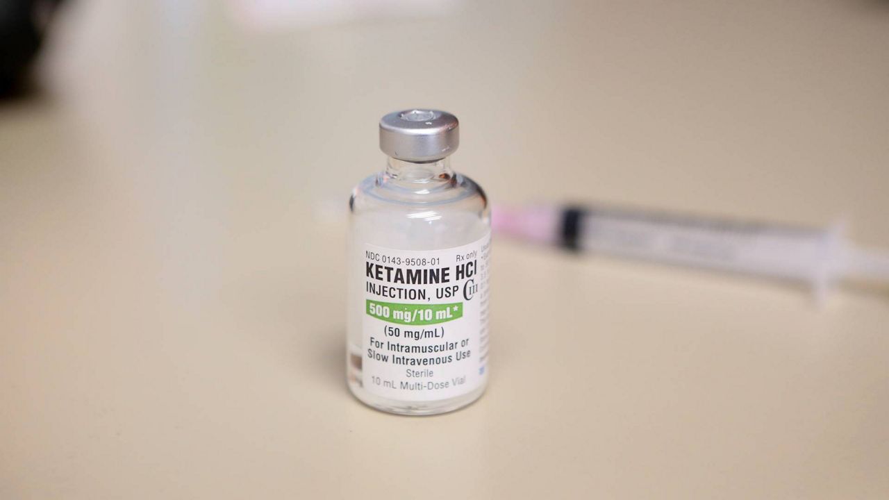 A vial of ketamine is displayed for a photograph in Chicago on July 25, 2018. (AP Photo/Teresa Crawford, File)