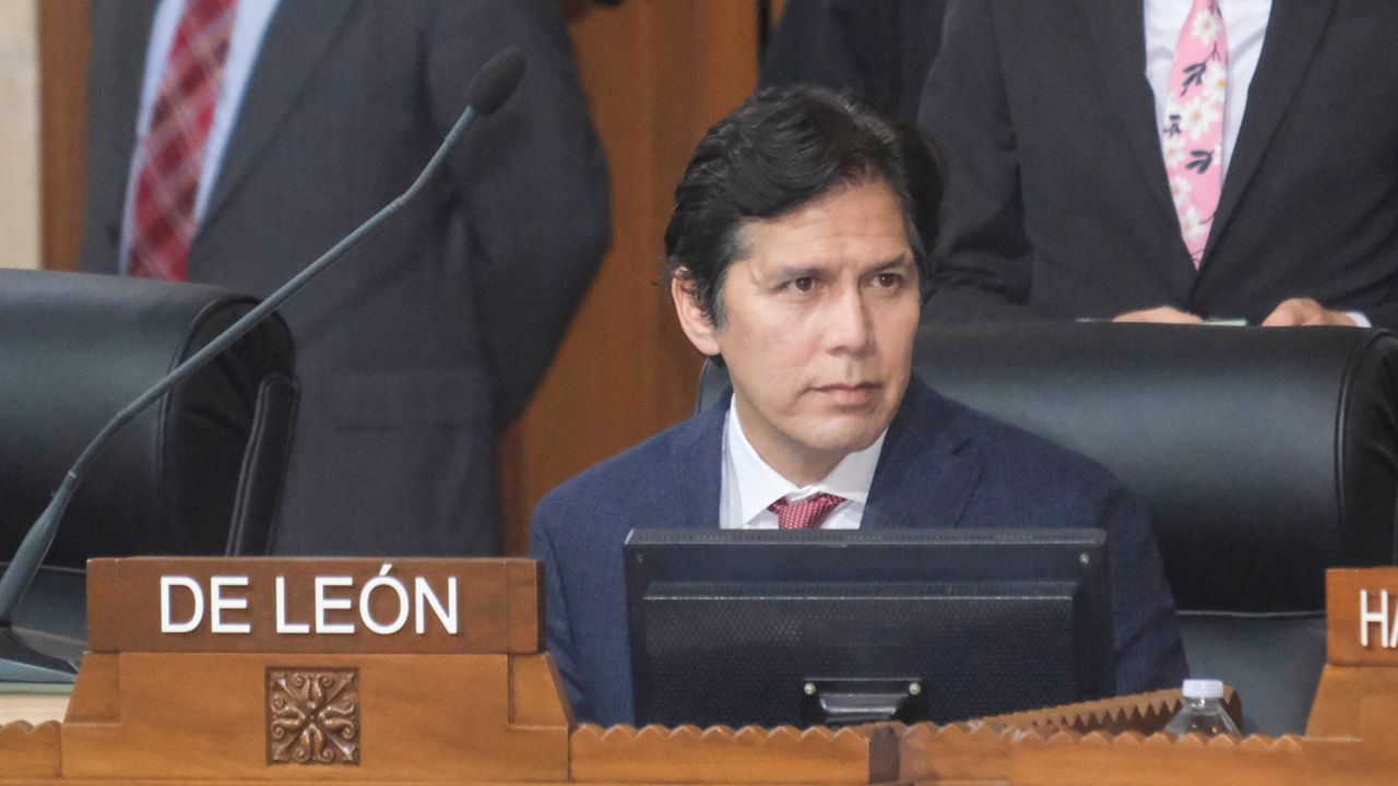 Los Angeles City Council member Kevin de Leon sits in chamber