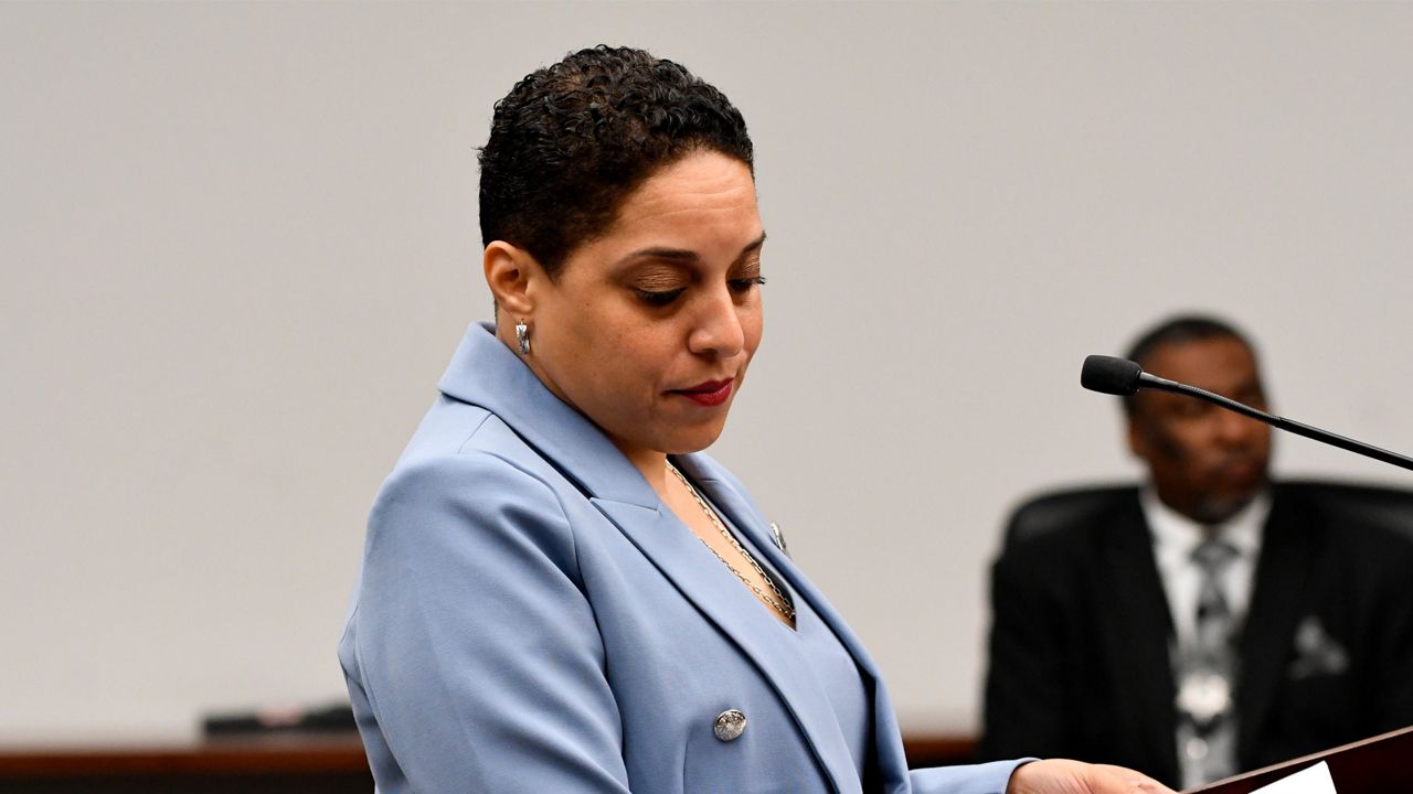 St. Louis Circuit Attorney Kim Gardner, pictured at an April 2022 disciplinary hearing over her handling of evidence in the 2018 investigation of former Missouri Gov. Eric Greitens. (Pool Photo/Missouri Lawyer's Media)