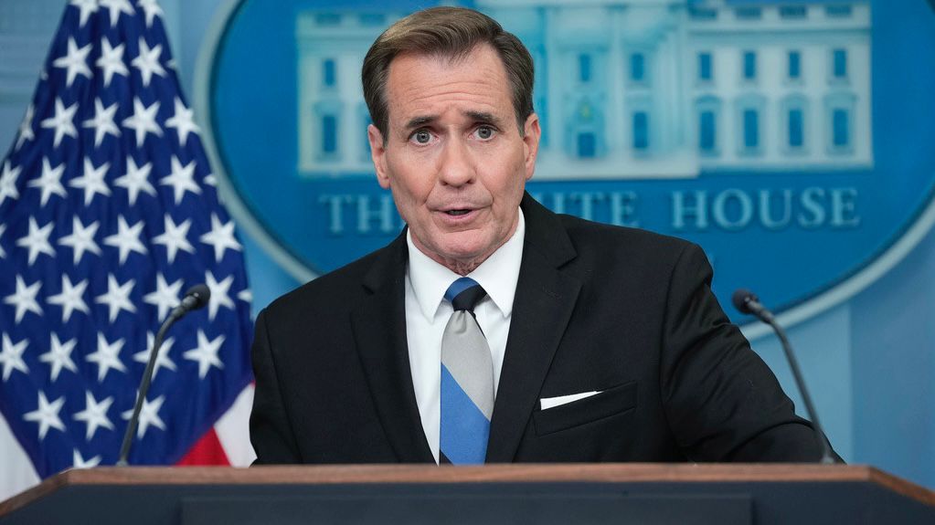 FILE - White House National Security Advisor John Kirby speaks during a White House press briefing