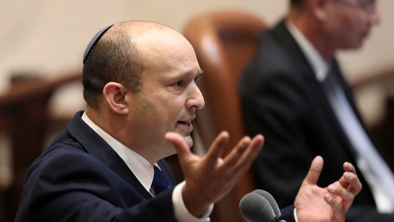 Naftali Bennett speaks during a Knesset session in Jerusalem. (AP/Ariel Schali)
