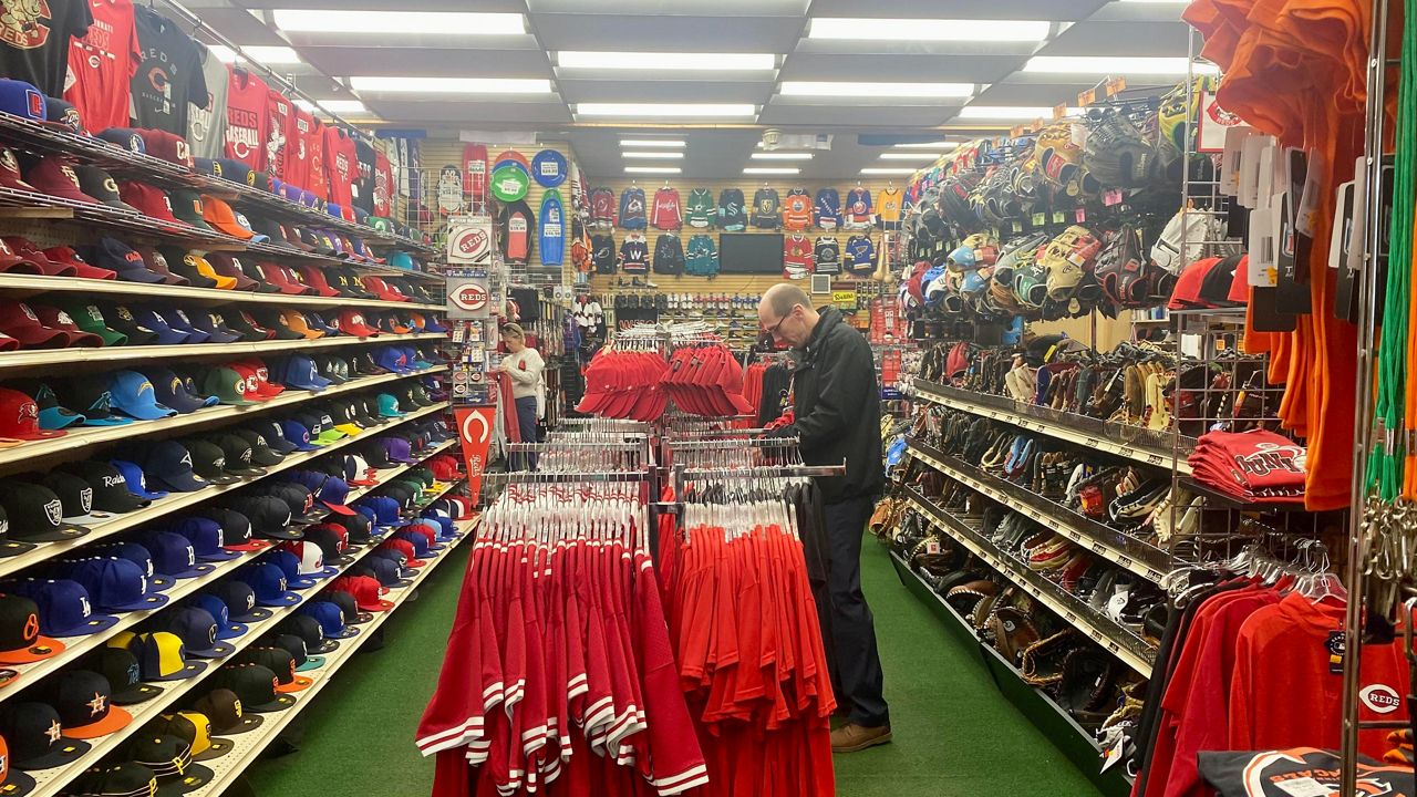 Koch Sporting Goods in Downtown Cincinnati sees an uptick in business at the start of every Reds season. (Casey Weldon/Spectrum News 1)