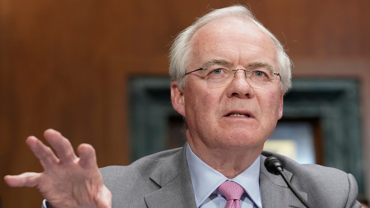 Kroger CEO William Rodney McMullen speaks during a Senate Judiciary Subcommittee on Competition Policy, Antitrust, and Consumer Rights hearing on the proposed Kroger-Albertsons grocery store merger on Nov. 29, 2022, in Washington. (AP Photo/Mariam Zuhaib)