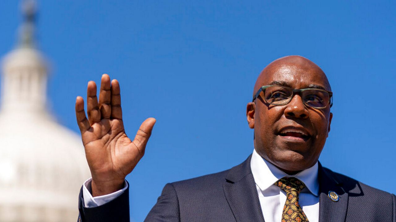 Illinois Attorney General Kwame Raoul speaks at a rally to call on the National Archivist to publish the Equal Rights Amendment as an amendment in the Constitution, on Capitol Hill in Washington, Sept. 28, 2022. Raoul on Friday, Dec. 30, 2022, filed paperwork with the state Supreme Court to appeal a local judge's ruling that eliminating cash bail for criminal defendants is unconstitutional. (AP Photo/Andrew Harnik, File)