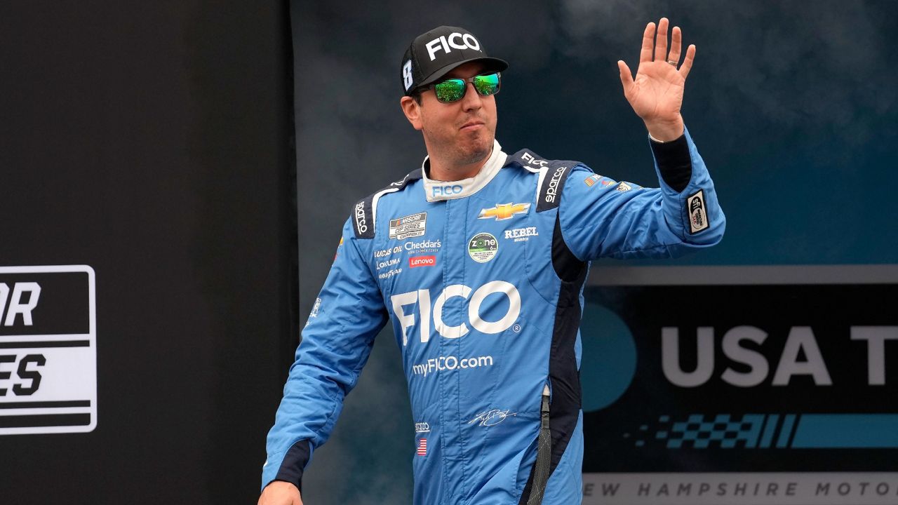 Kyle Busch is introduced before a NASCAR Cup Series race, Sunday, June 23, 2024, at New Hampshire Motor Speedway, in Loudon, N.H. (AP Photo/Steven Senne)