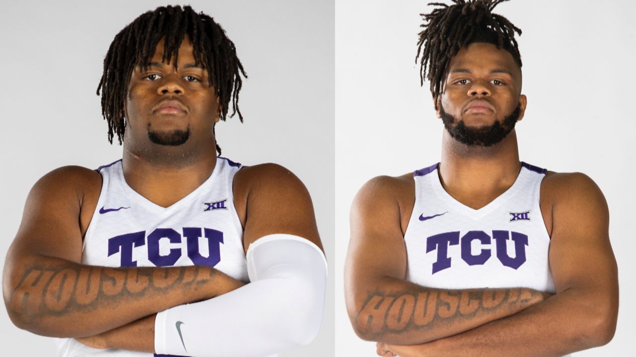 The before (September 2020) and after (July 2021) snapshot of Eddie Lampkin’s fitness journey. (Courtesy of TCU Basketball)