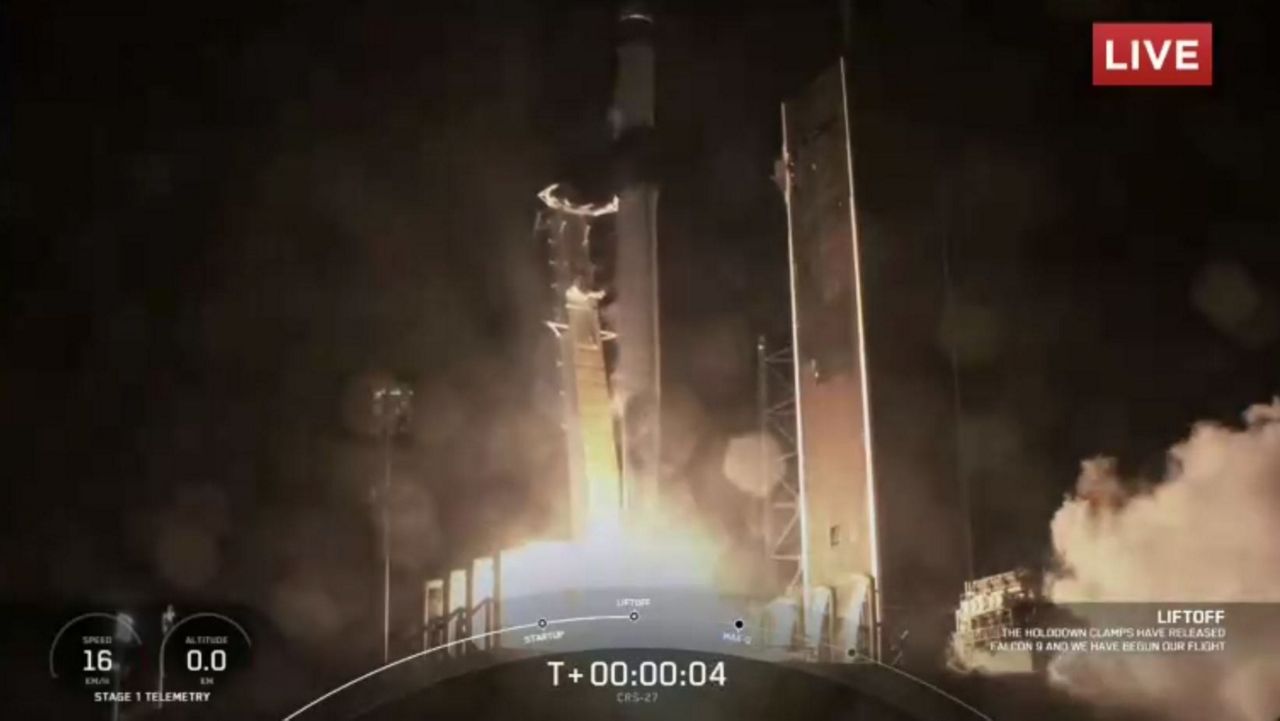 For the Commercial Resupply Service mission 27, the Falcon 9 rocket took off from Launch Complex 39A at the Kennedy Space Center at 8:30 p.m. EDT, Tuesday, March 14. (SpaceX)