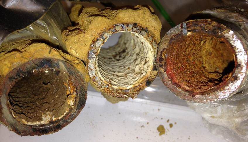 A look inside several lead service lines. (Photo courtesy of Greater Cincinnati Water Works)