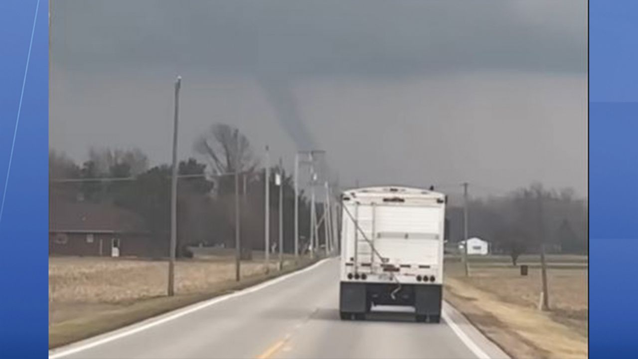 Screenshot of a video that shows the landspout south of Leipsic, Ohio on Tuesday. (Courtesy of Lisa Marie on Facebook) 