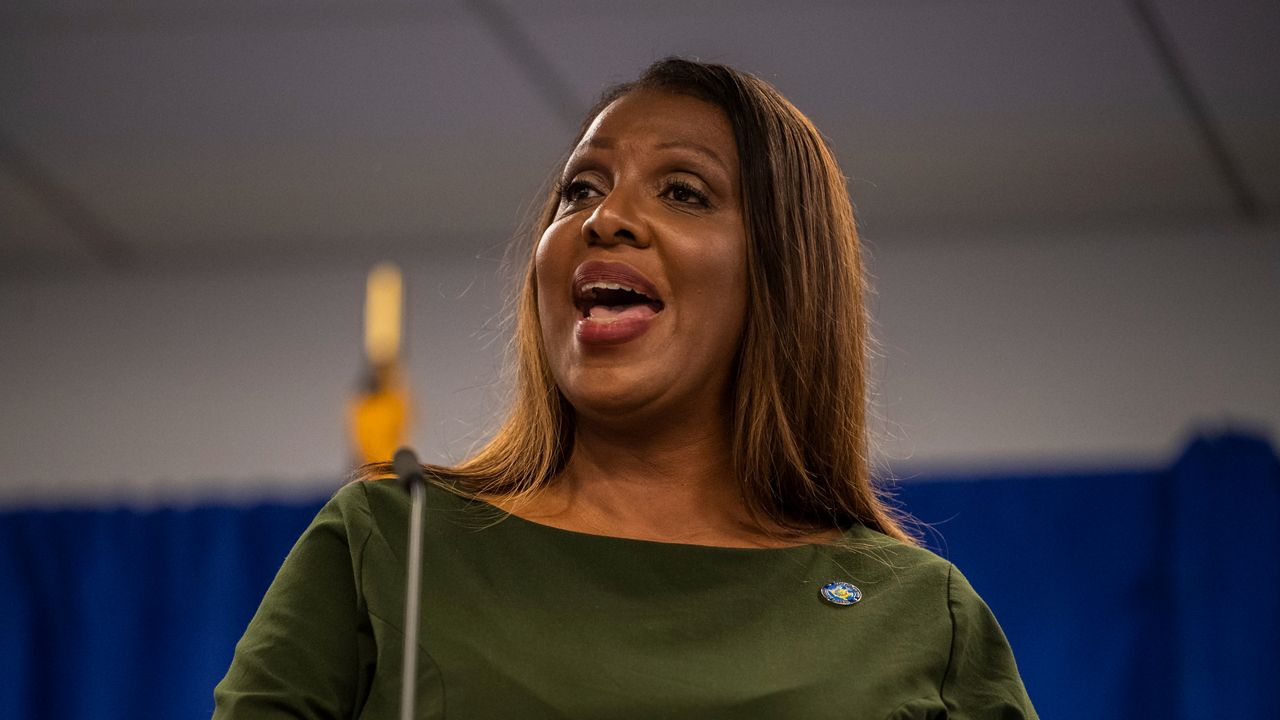 New York Attorney General Letitia James speaks during a press conference on Wednesday, Sept. 21, 2022 in New York.