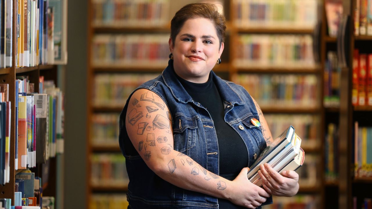 Chaz Carey poses for a photo at a library in Worthington, Ohio, Tuesday, June 11, 2024.