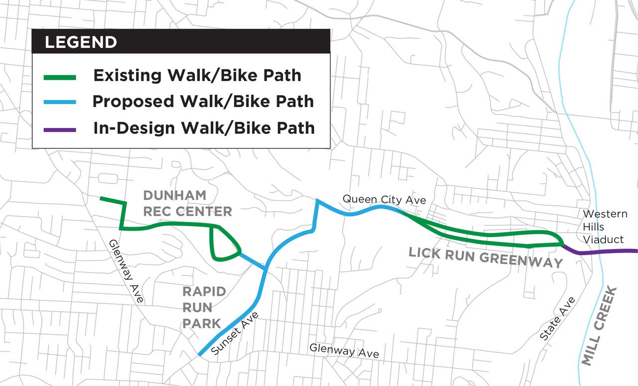 This map outlines the tentative plans for the pathway. Residents will have a chance to weigh in the final design. (Photo courtesy of City of Cincinnati)