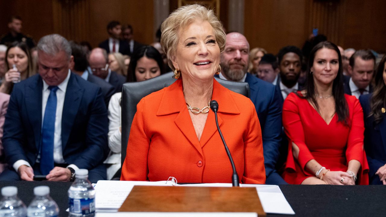 Linda McMahon, President Donald Trump's nominee for education secretary, attends a hearing of the Health, Education, and Labor Committee on her nomination, Thursday, Feb. 13, 2025, in Washington. (AP Photo/Jacquelyn Martin, File)