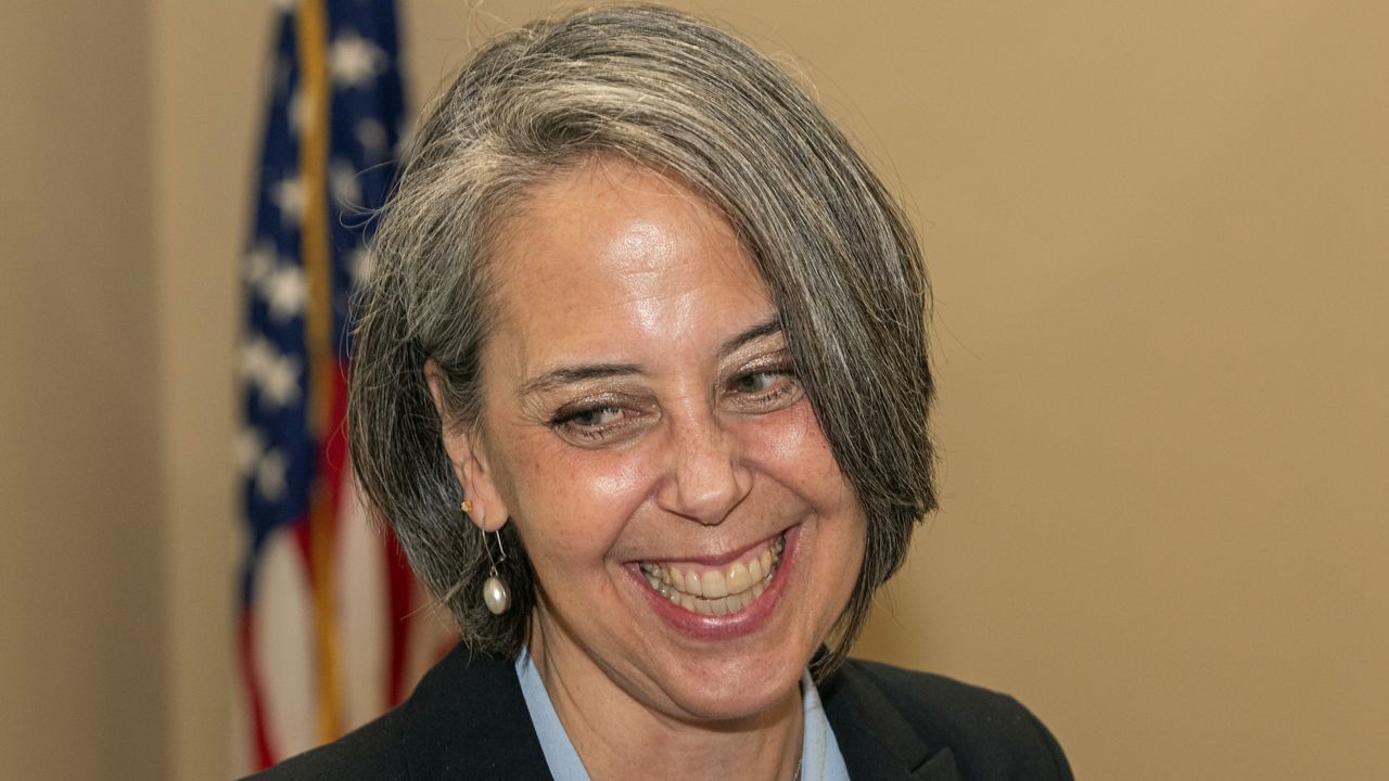 Lisa Forbes, the Democratic candidate for the Ohio Supreme Court, smiles as she talks with attendees at the Woman's Empowerment Luncheon in Richmond Heights, Ohio, Saturday, March 9, 2024. Forbes is currently an Ohio Court of Appeals Judge. The Ohio Supreme Court’s 4-3 Republican majority could flip to Democrats’ favor in the fall if the party sweeps the three seats up for election this year. (AP Photo/Phil Long)