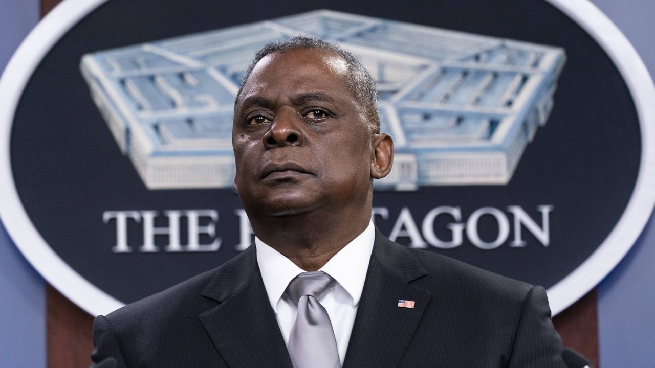 U.S. Secretary of Defense Lloyd Austin speaks at the Pentagon. (AP Photo)