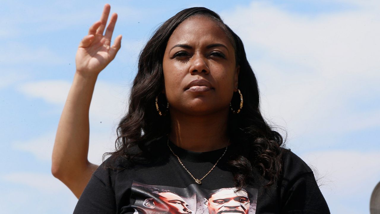 Lora King, Rodney King's daughter attends a Black Lives Matter protest in the Venice Beach
