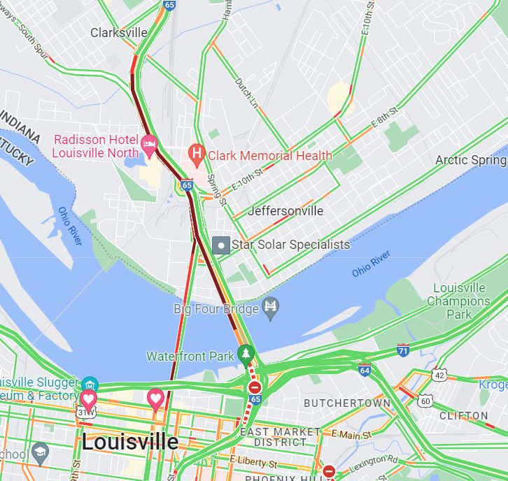 5 trucks crash on I65S bridge, halting traffic