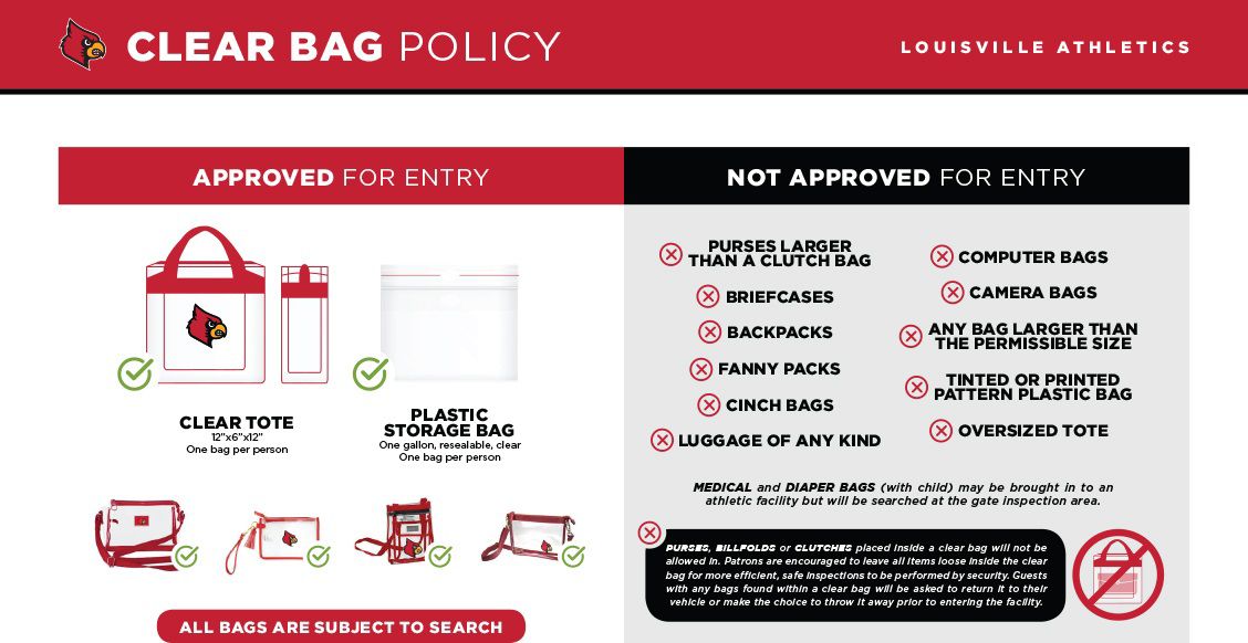Louisville Football Clear Bag And Wanding Policy – Cardinal Sports