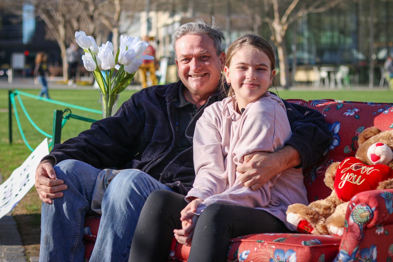 Pictured is Plano resident Mike Gould and his daughter, Abi Gosselin. (Stacy Rickard/Spectrum News 1)