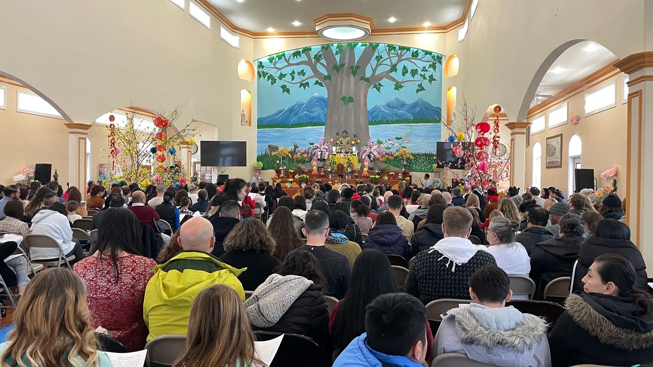 Hundreds of people addend a Lunar New Year celebration at the Buddha Blessed Temple in Louisville (Spectrum News 1/Mason Brighton)