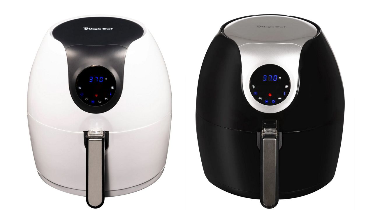 The recall involves the Magic Chef Air Fryer Digital Air Fryer oven with model numbers MCAF56DB (black) and MCAF56DW (white).